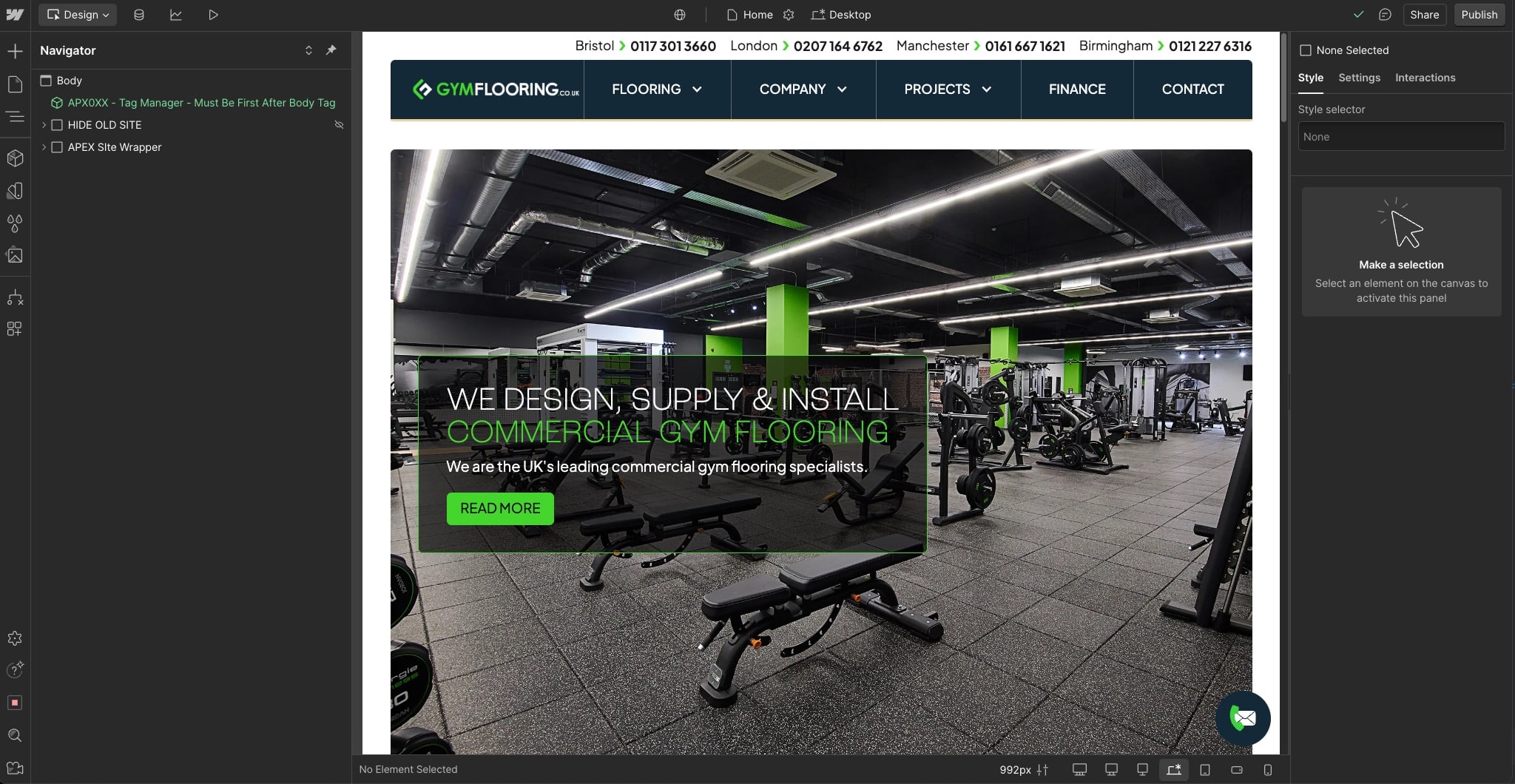 gym flooring webflow website