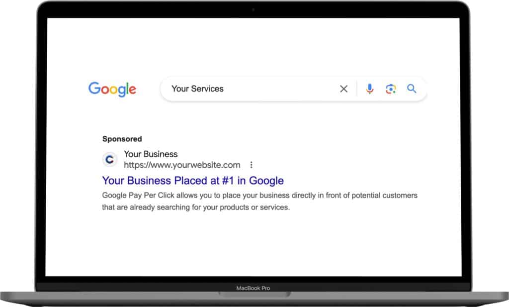 Google search results on a laptop