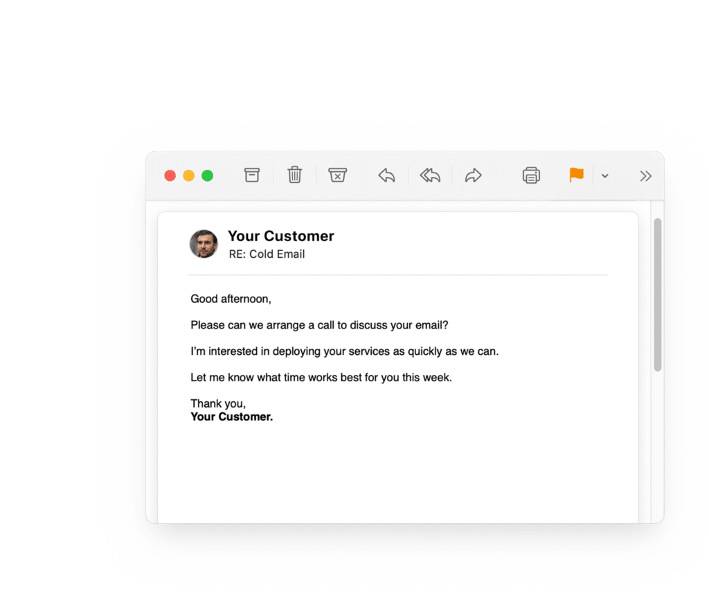 screenshot of an email from email marketing