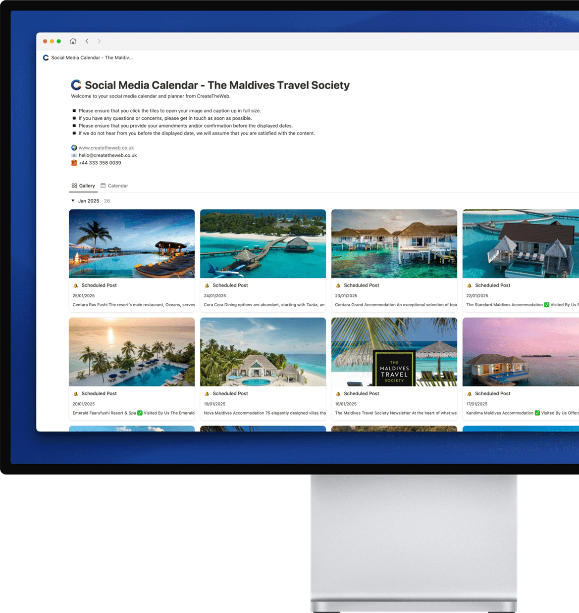 social media calendar create in notion on apple pro display