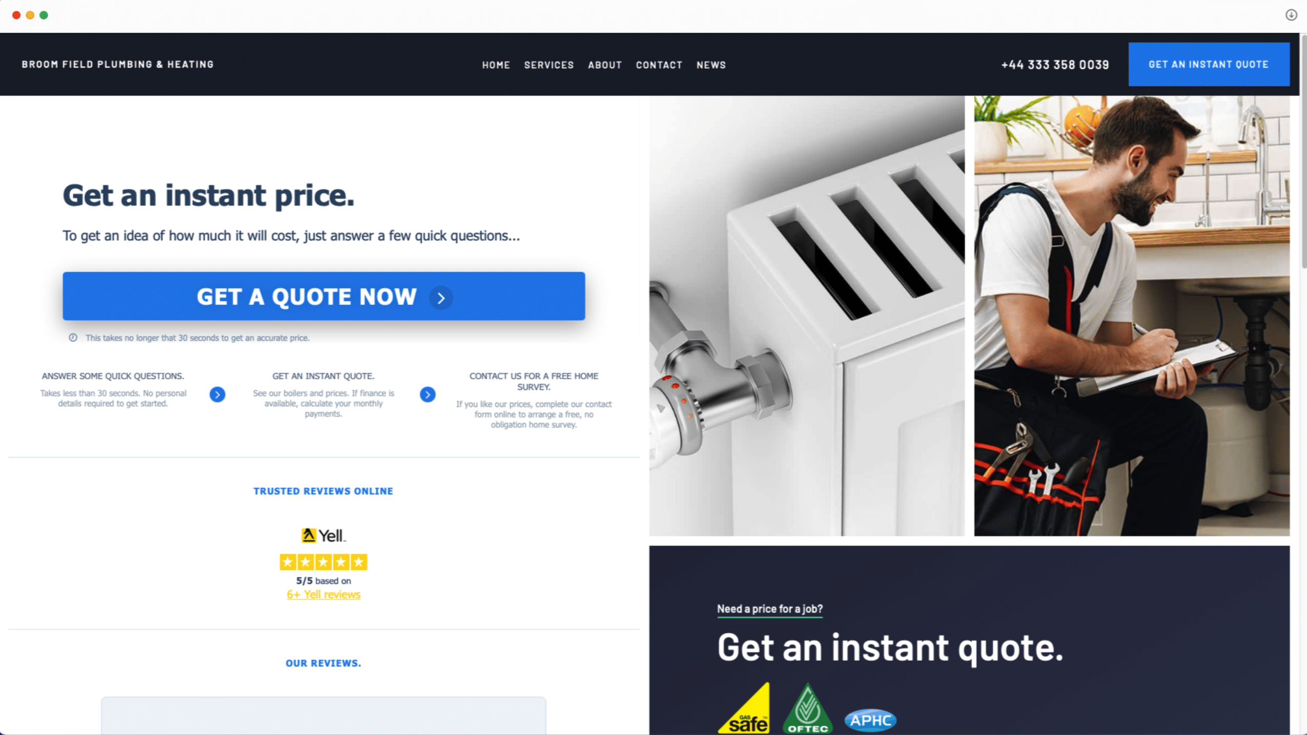 broomfield plumbing website quote
