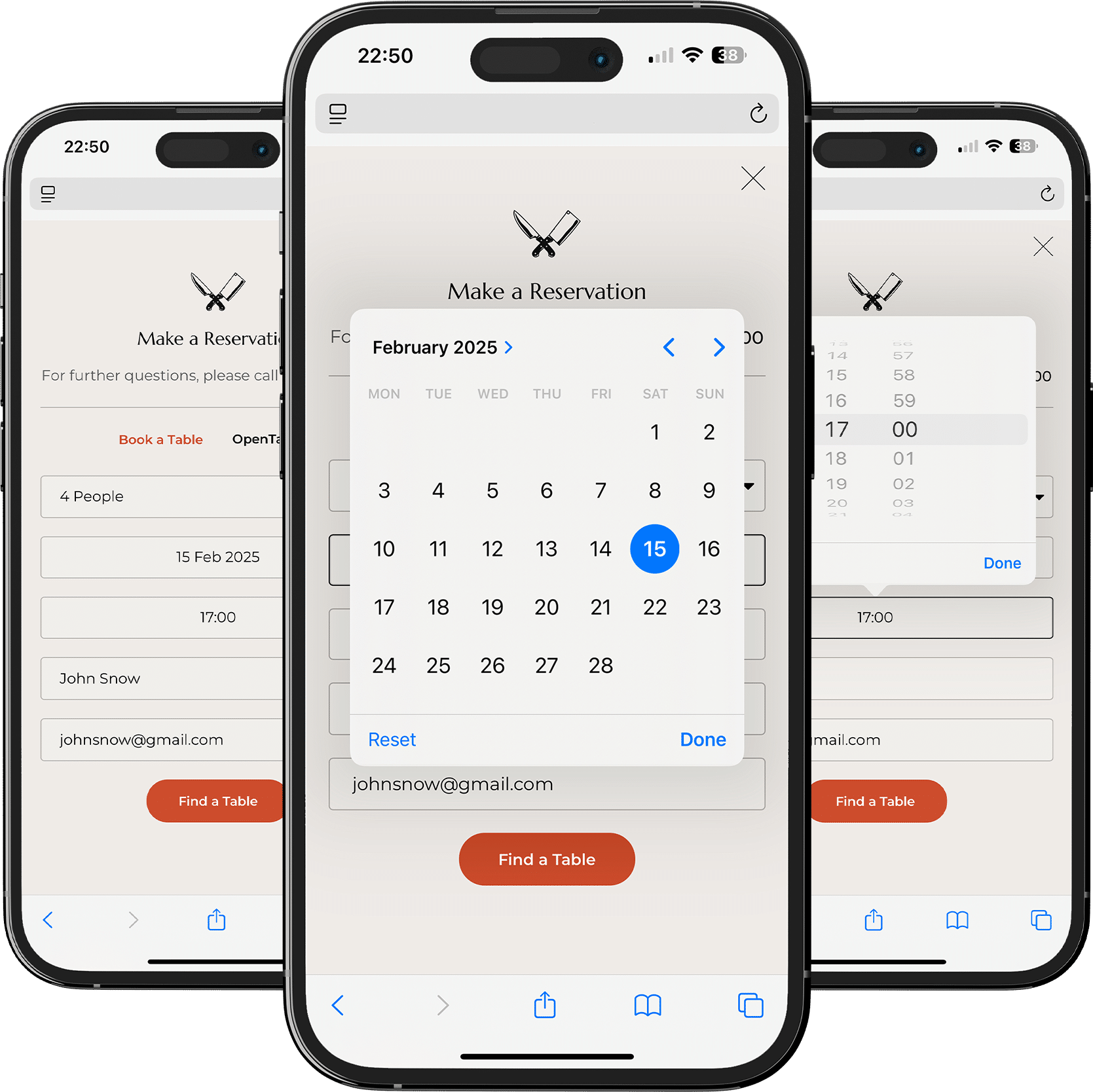 Restaurant Booking Systems web design