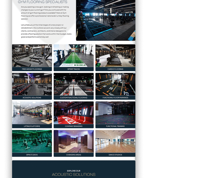 gym flooring website screenshot