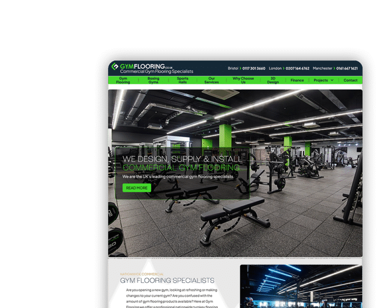 gym flooring website screenshot