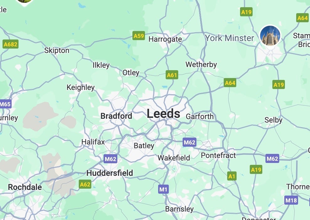 google maps screenshot of Yorkshire