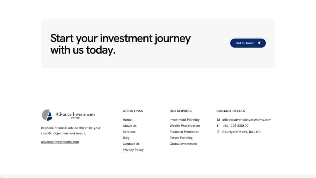 advance investments website