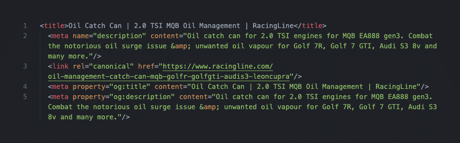 code snippet of automotive metadata