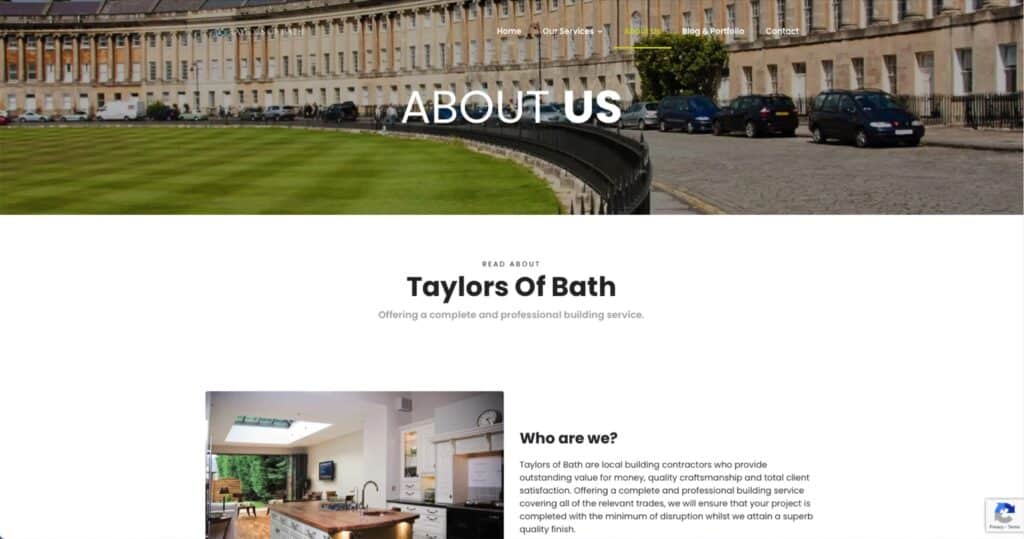 Taylors of Bath website screenshot