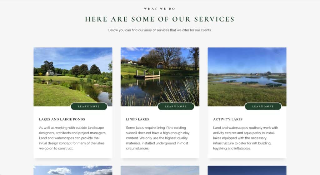 Land and Water Scapes website screenshot