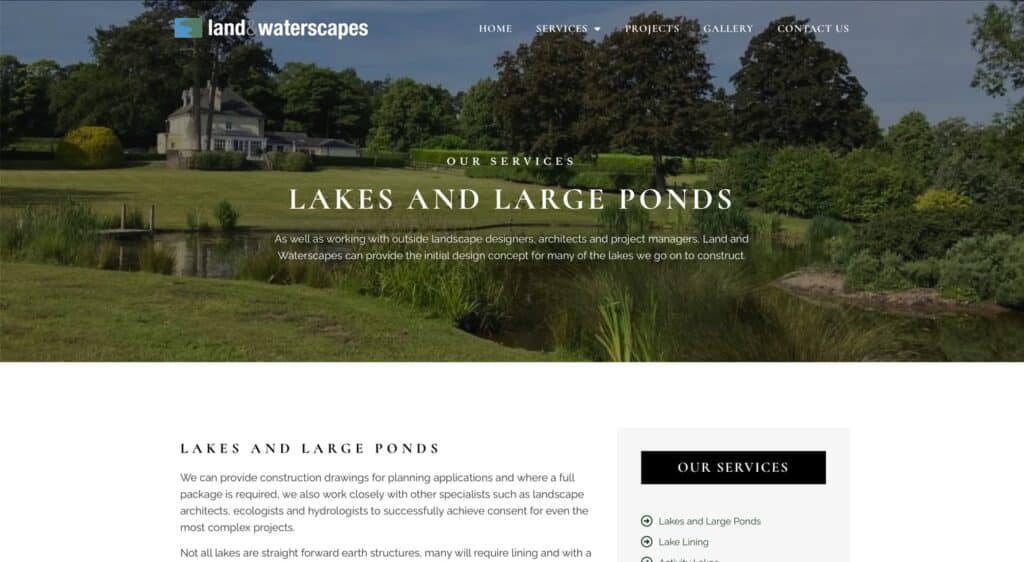 Land and Water Scapes website screenshot