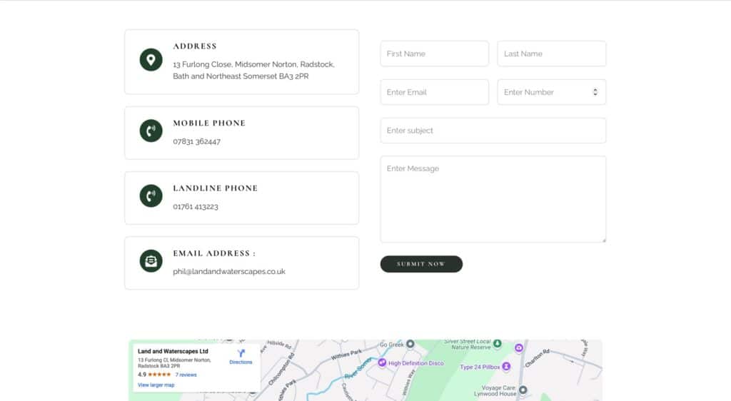 Land and Water Scapes website screenshot