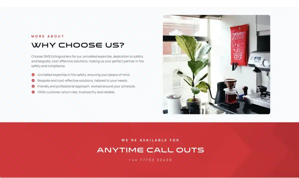 SMS Extinguishers website screenshot
