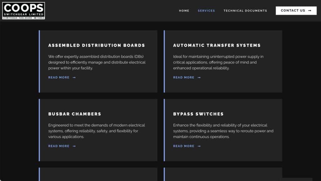 COOPS Switchgear website screenshot