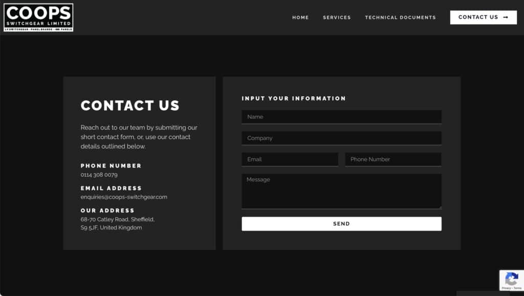 COOPS Switchgear website screenshot