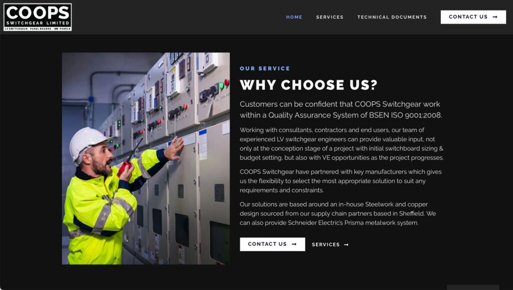 COOPS Switchgear website screenshot