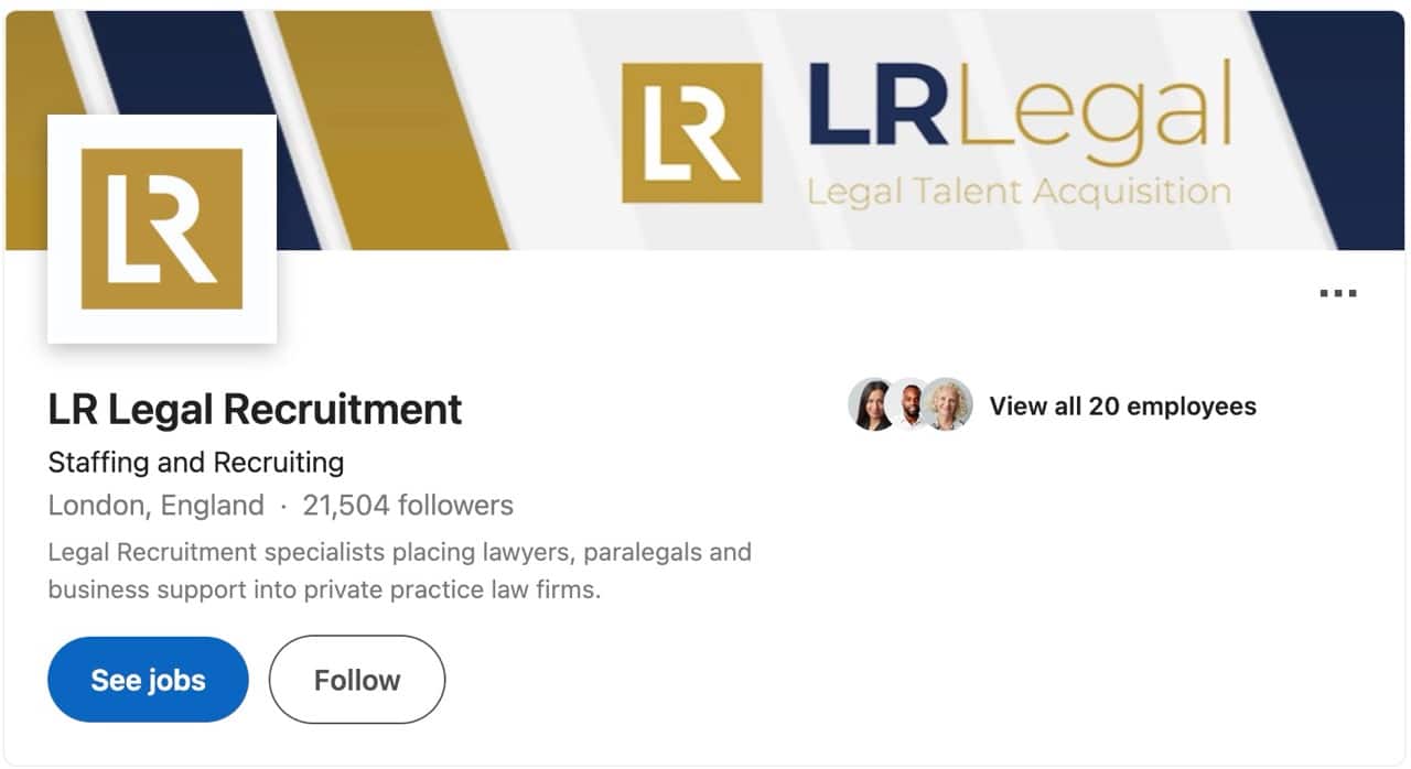LR Legal LinkedIn page screenshot