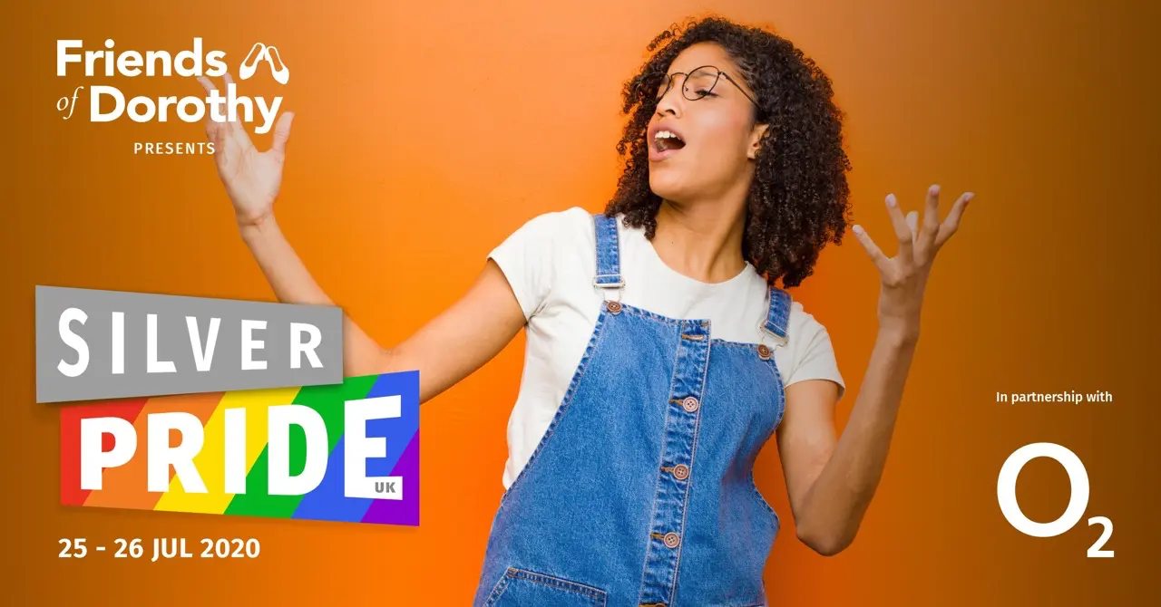 silver pride banner with lady singing